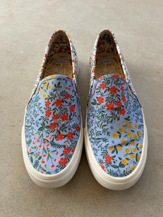 Keds Shoes - Keds + Rifle Paper Co. Blue White Floral Slip-On Sneaker Shoes Women's Size 10